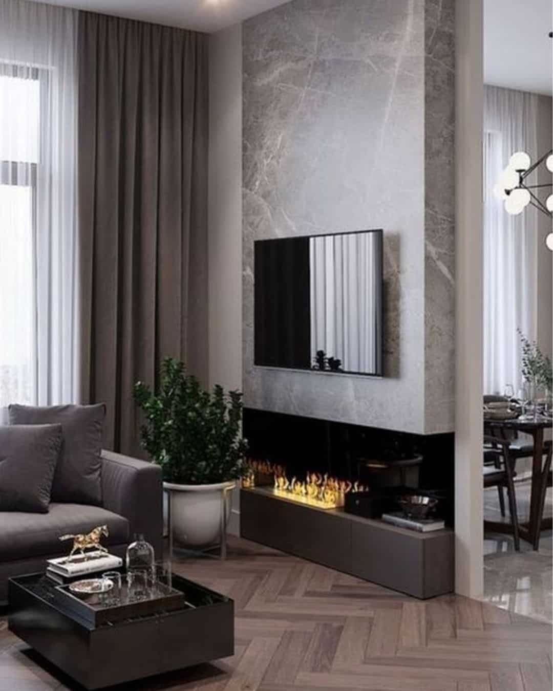 light wood floor the same paired middle gray wall